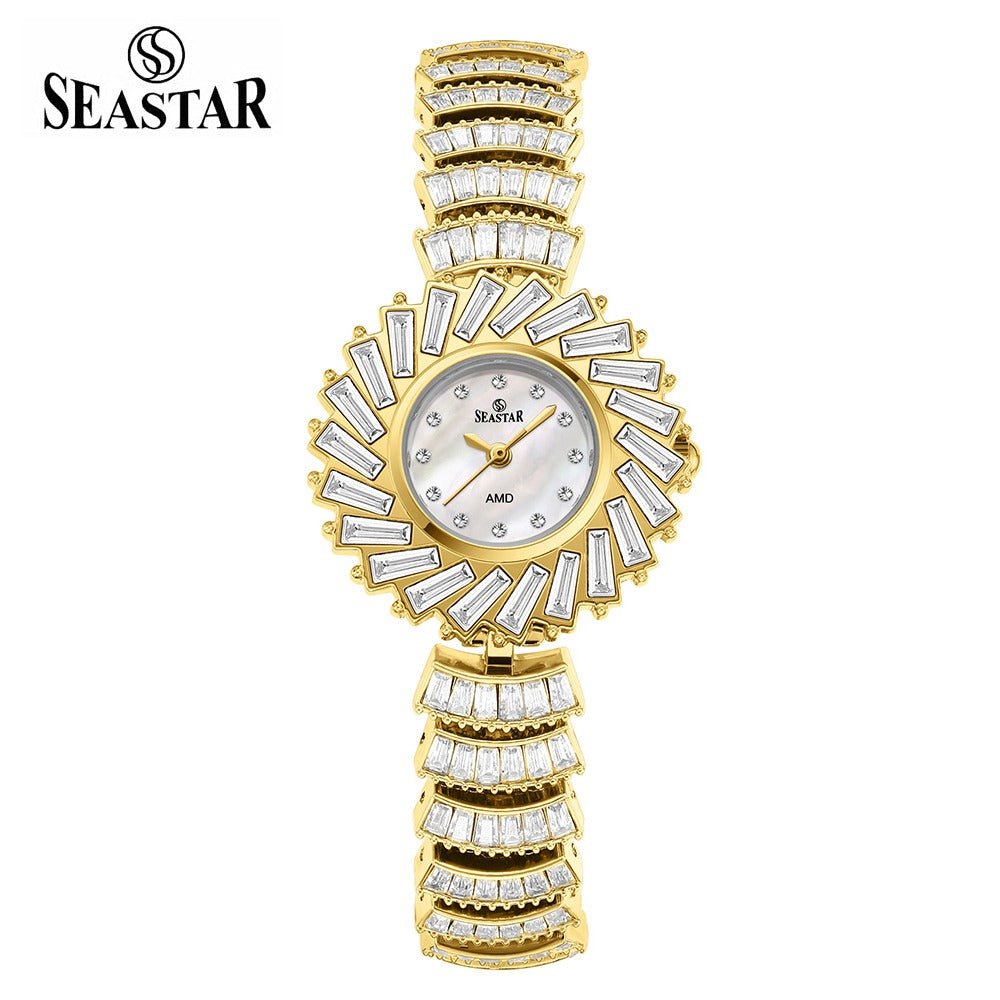 Seastar SS-2440L Women’s Luxury Crystal Flower Dial Watch - Seastar Watches-Stainless Steel-Seastar Women