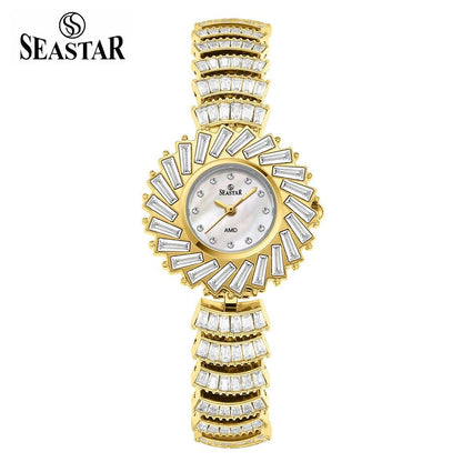 Seastar SS-2440L Women’s Luxury Crystal Flower Dial Watch - Seastar Watches-Stainless Steel-Seastar Women