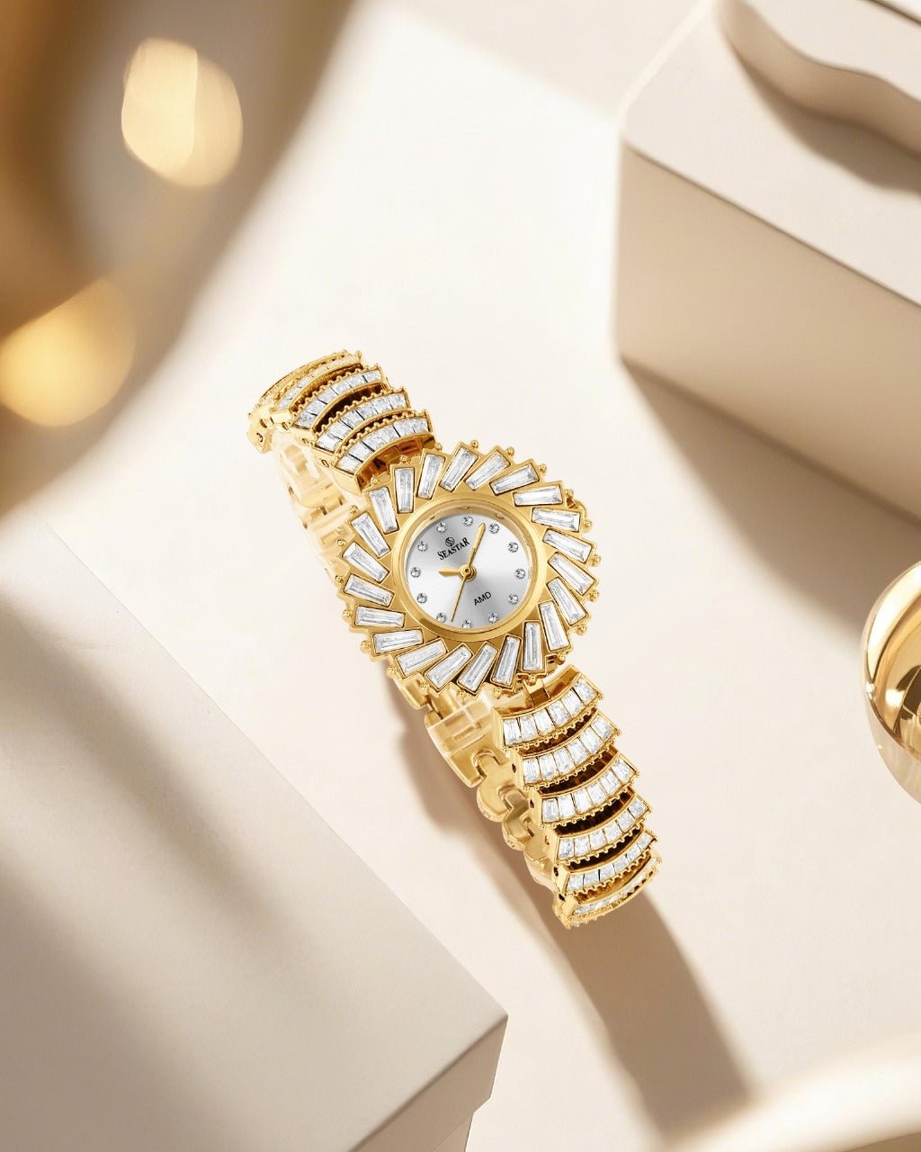 Seastar SS-2440L Women’s Luxury Crystal Flower Dial Watch - Seastar Watches-Stainless Steel-Seastar Women