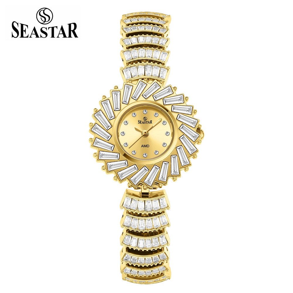 Seastar SS-2440L Women’s Luxury Crystal Flower Dial Watch - Seastar Watches-Stainless Steel-Seastar Women