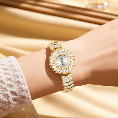 Seastar SS-2440L Women’s Luxury Crystal Flower Dial Watch - Seastar Watches-Stainless Steel-Seastar Women