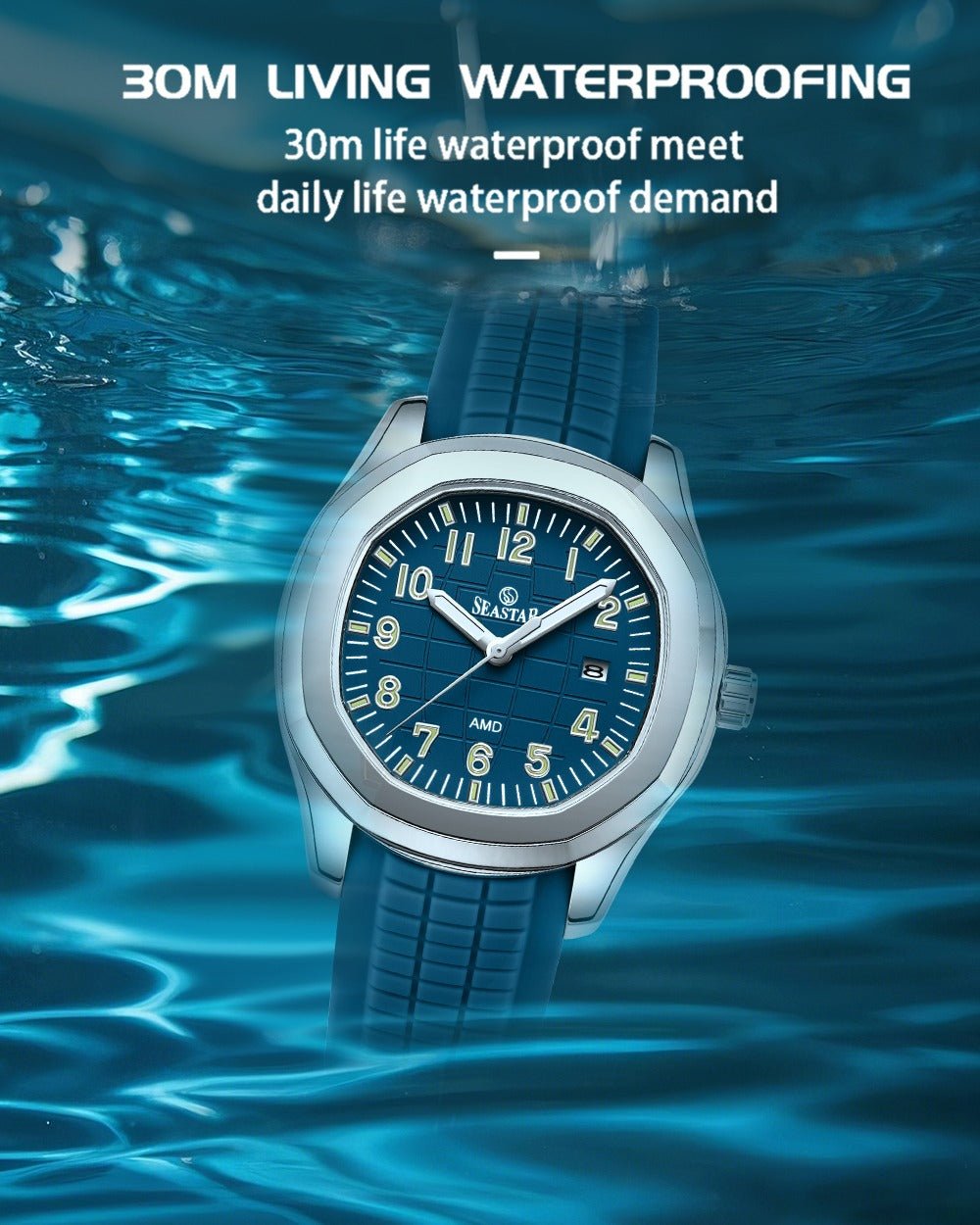 Seastar SS-2442M – Men's Sport Silicone Strap Casual Watch - Seastar Watches-Sports-Seastar Men