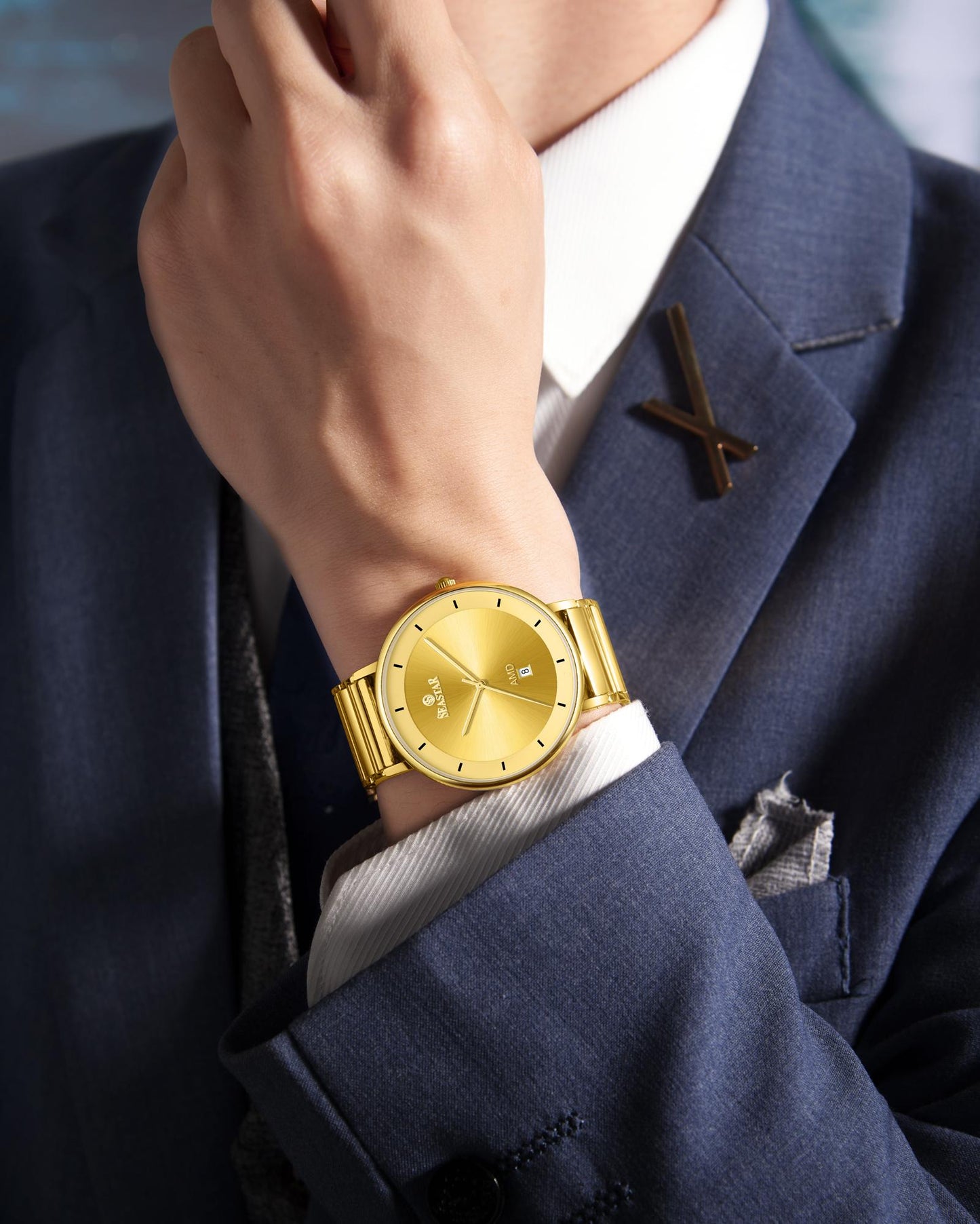 SEASTAR SS-2454M Ultra-Slim Analog Men’s Watch - Seastar Watches-Stainless Steel-Seastar Men