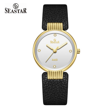 Seastar SS-2461L Vintage Round Ladies Watch | Petite Leather Strap Series - Seastar Watches-Leather-Seastar Women