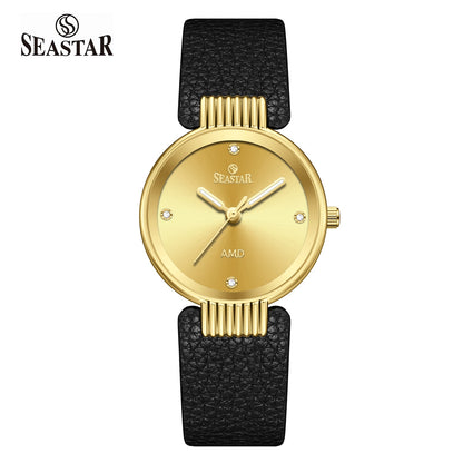 Seastar SS-2461L Vintage Round Ladies Watch | Petite Leather Strap Series - Seastar Watches-Leather-Seastar Women