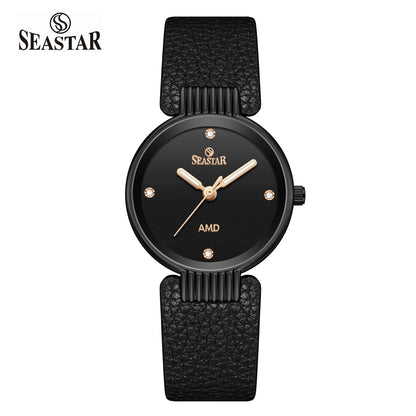 Seastar SS-2461L Vintage Round Ladies Watch | Petite Leather Strap Series - Seastar Watches-Leather-Seastar Women