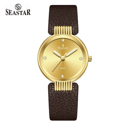 Seastar SS-2461L Vintage Round Ladies Watch | Petite Leather Strap Series - Seastar Watches-Leather-Seastar Women