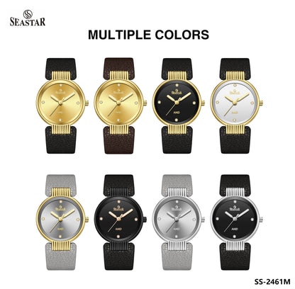 Seastar SS-2461M Men’s Classic Round Watch | Luxury Leather Strap Edition - Seastar Watches-Leather-Seastar Men