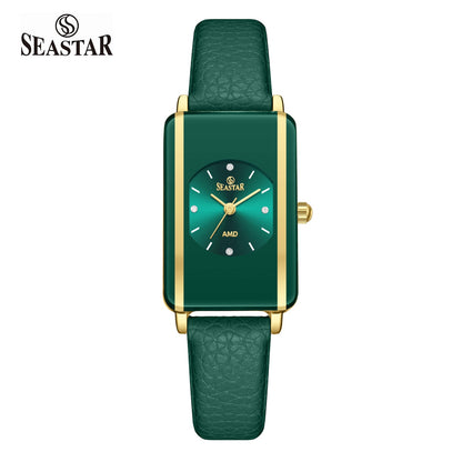 Seastar SS-2463L Elegant Rectangular Ladies Watch | Slim Leather Strap Edition - Seastar Watches-SEASTAR-Watches