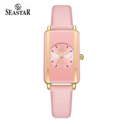 Seastar SS-2463L Elegant Rectangular Ladies Watch | Slim Leather Strap Edition - Seastar Watches-SEASTAR-Watches