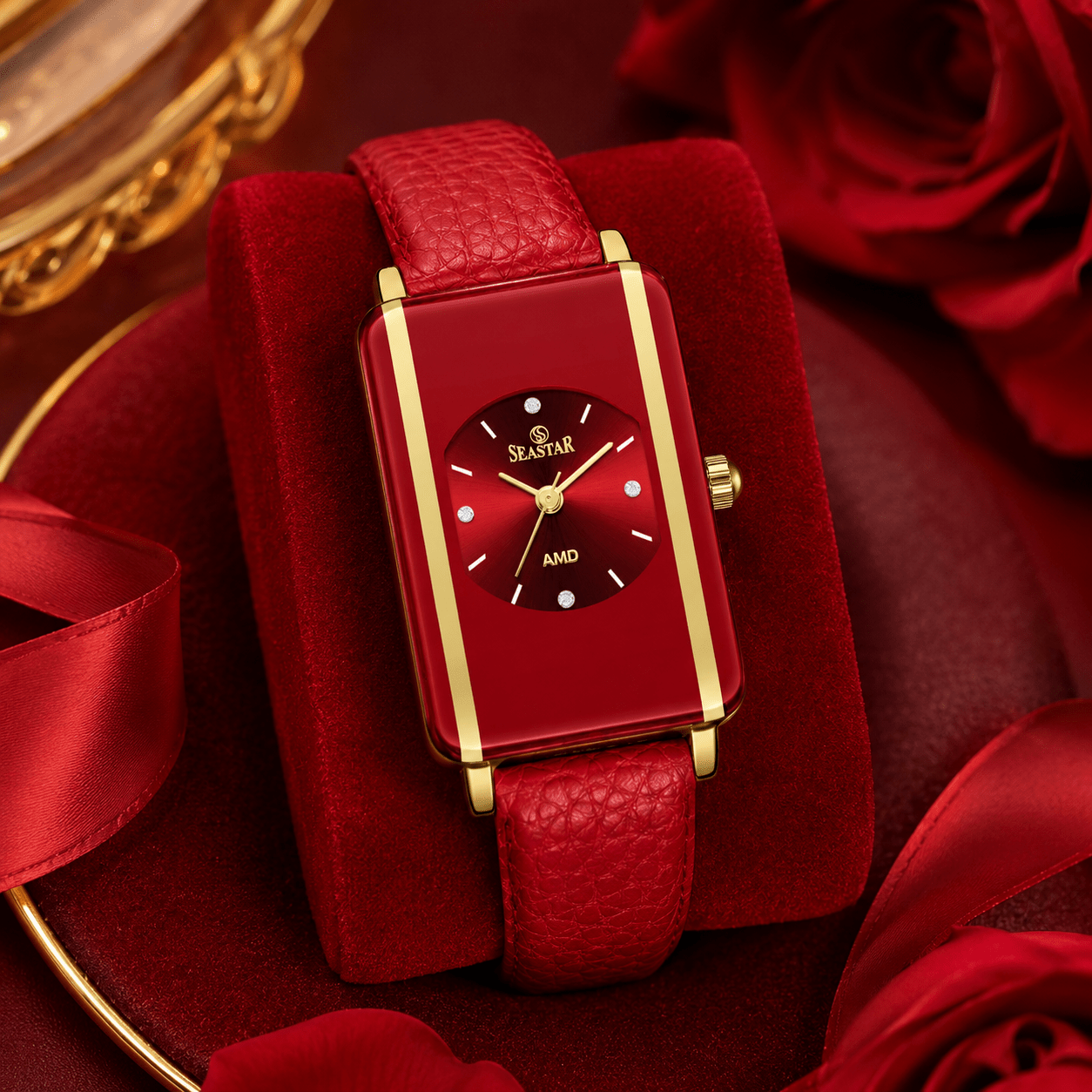 Seastar SS-2463L Elegant Rectangular Ladies Watch | Slim Leather Strap Edition - Seastar Watches-SEASTAR-Watches