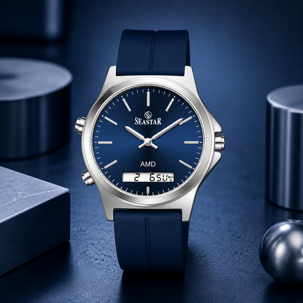 Seastar SS-2481M Dual-Display Sport Watch | Premium Silicone Strap Edition - Seastar Watches-Sports-Seastar Men