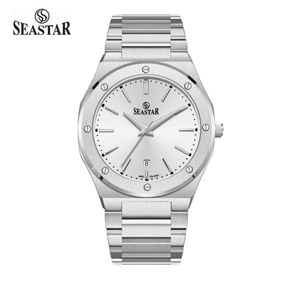 Seastar SS-2503M Luxury Octagonal Bezel Stainless Steel Men's Watch - Seastar Watches-Stainless Steel-Seastar Men