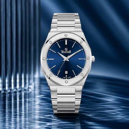 Seastar SS-2503M Luxury Octagonal Bezel Stainless Steel Men's Watch - Seastar Watches-Stainless Steel-Seastar Men