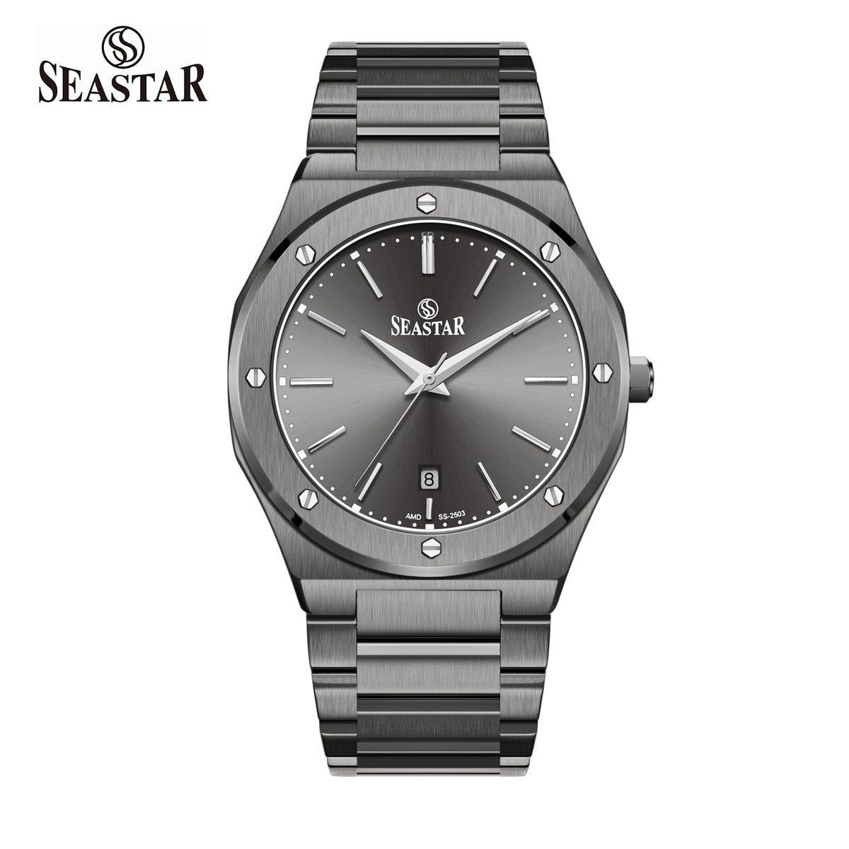 Seastar SS-2503M Luxury Octagonal Bezel Stainless Steel Men's Watch - Seastar Watches-Stainless Steel-Seastar Men