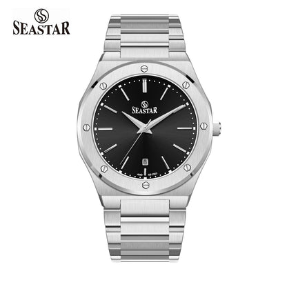 Seastar SS-2503M Luxury Octagonal Bezel Stainless Steel Men's Watch - Seastar Watches-Stainless Steel-Seastar Men