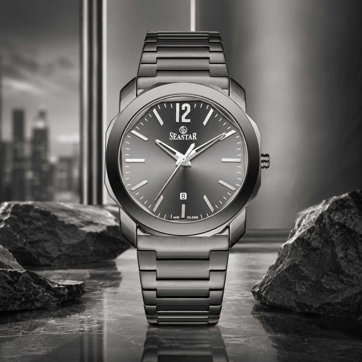Seastar SS-2509M Stainless Steel Men's Luxury Watch - Seastar Watches-Stainless Steel-Seastar Men