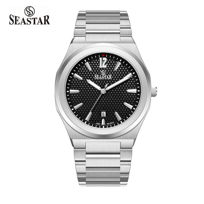 Seastar SS-2519M Textured Dial Stainless Steel Men's Watch - Seastar Watches-Stainless Steel-Seastar Men