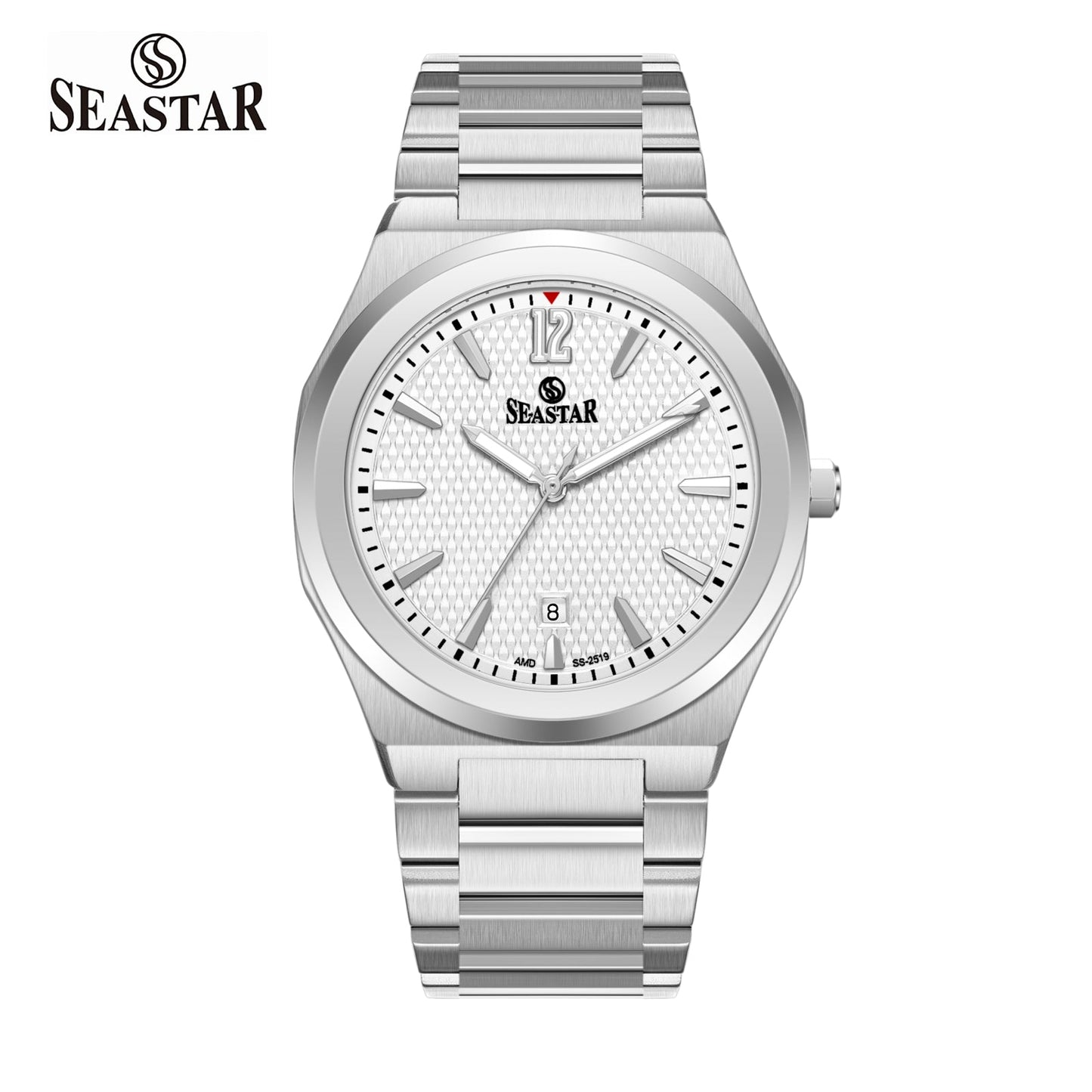 Seastar SS-2519M Textured Dial Stainless Steel Men's Watch - Seastar Watches-Stainless Steel-Seastar Men