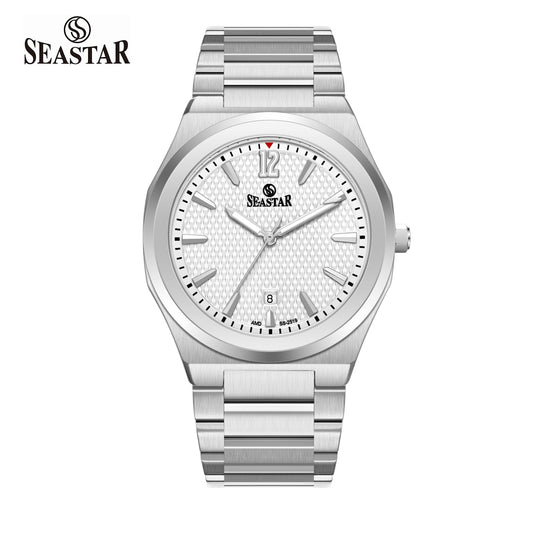 Seastar SS-2519M Textured Dial Stainless Steel Men's Watch - Seastar Watches-Stainless Steel-Seastar Men