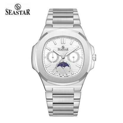 Seastar SS-2622M – Men’s Analog Stainless Steel Chain Watch with Moonphase Dial - Seastar Watches-Seastar Watches-Seastar Men
