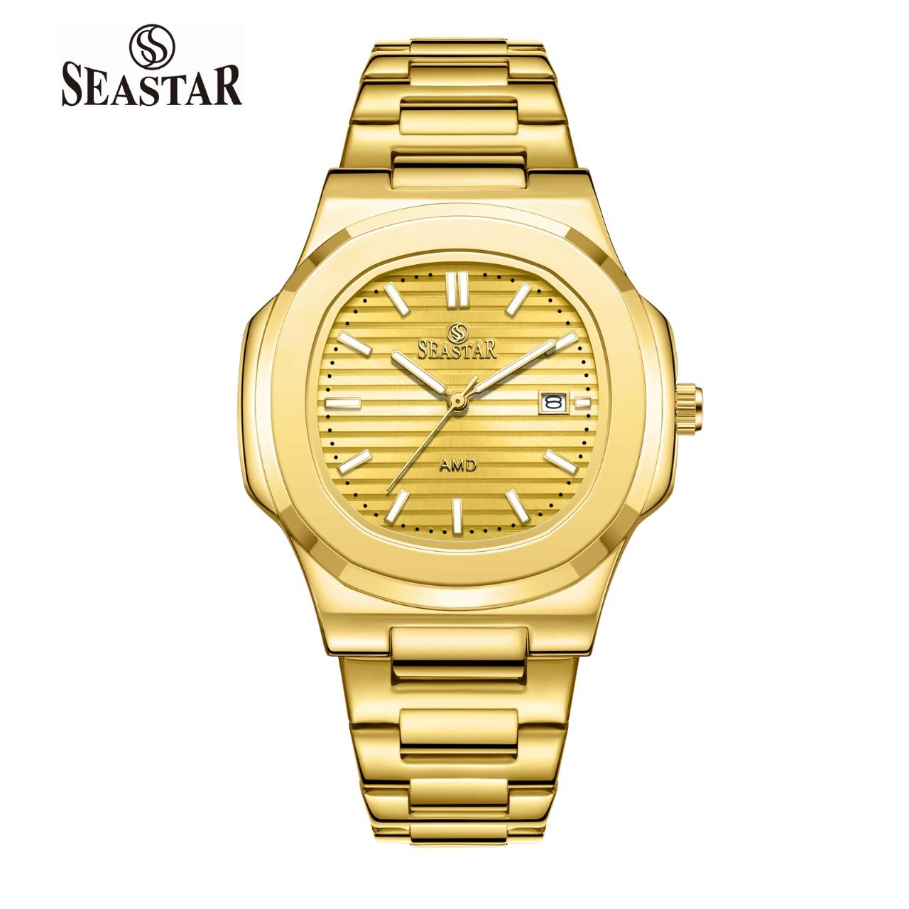 SEASTAR SS-9489 Men's Gold Stainless Steel Luxury Watch - Seastar Watches-Stainless Steel-Seastar Men