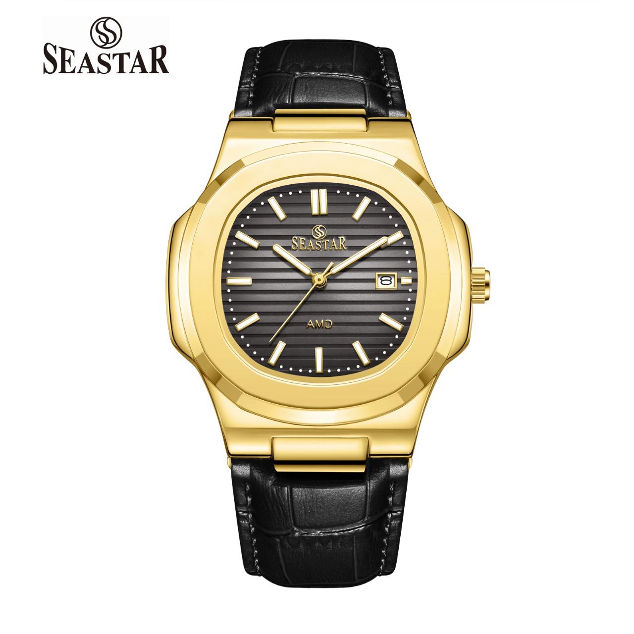 Seastar SS-9489 Men's Leather Strap Analog Watch - Seastar Watches-Leather-Seastar Men