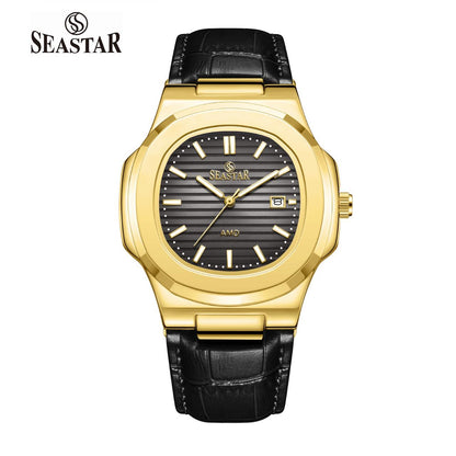Seastar SS-9489 Men's Leather Strap Analog Watch - Seastar Watches-Leather-Seastar Men