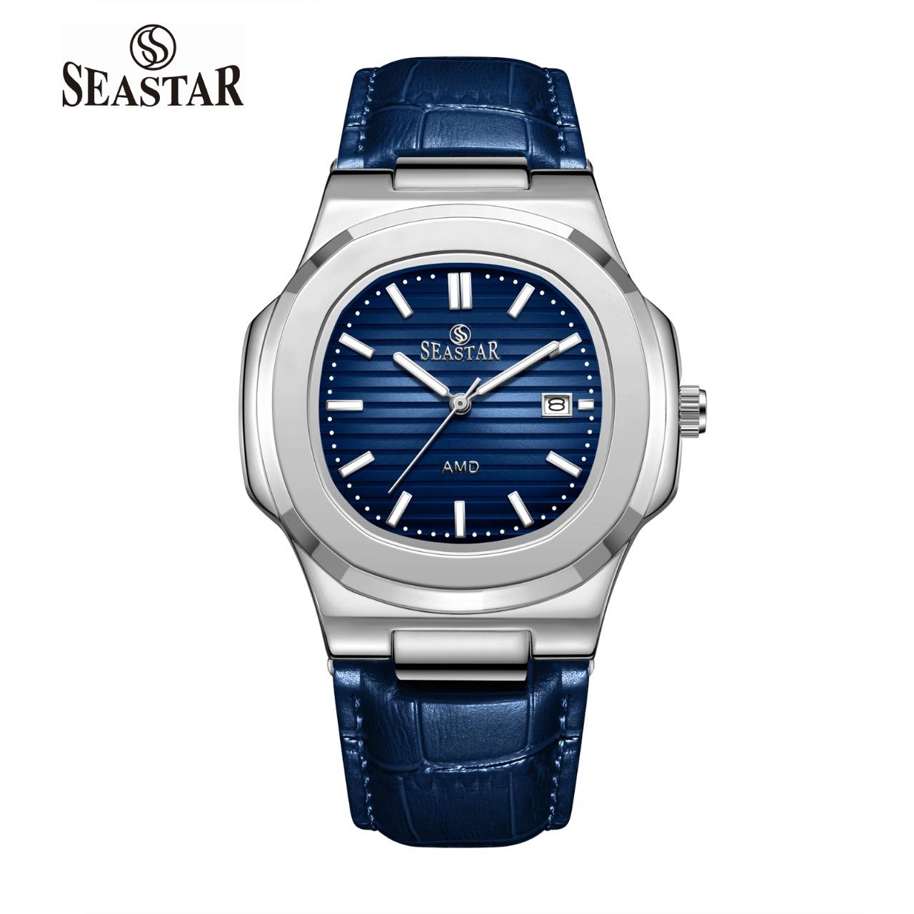 Seastar SS-9489 Men's Leather Strap Analog Watch - Seastar Watches-Leather-Seastar Men