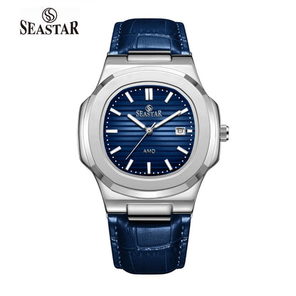 Seastar SS-9489 Men's Leather Strap Analog Watch - Seastar Watches-Leather-Seastar Men