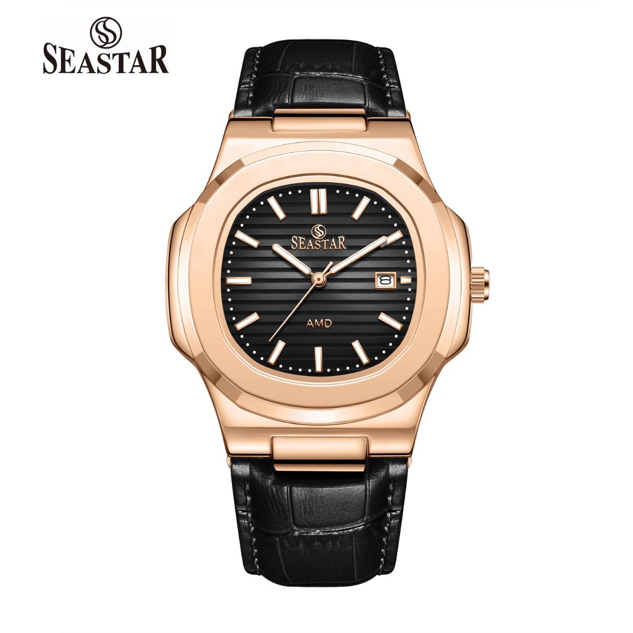 Seastar SS-9489 Men's Leather Strap Analog Watch - Seastar Watches-Leather-Seastar Men