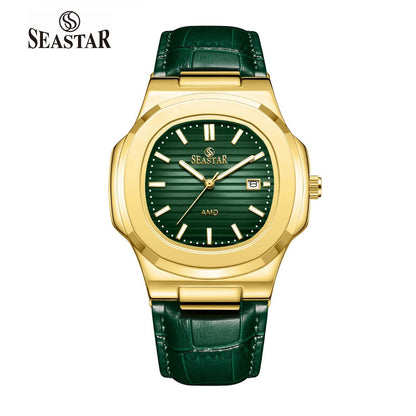 Seastar SS-9489 Men's Leather Strap Analog Watch - Seastar Watches-Leather-Seastar Men