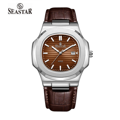 Seastar SS-9489 Men's Leather Strap Analog Watch - Seastar Watches-Leather-Seastar Men