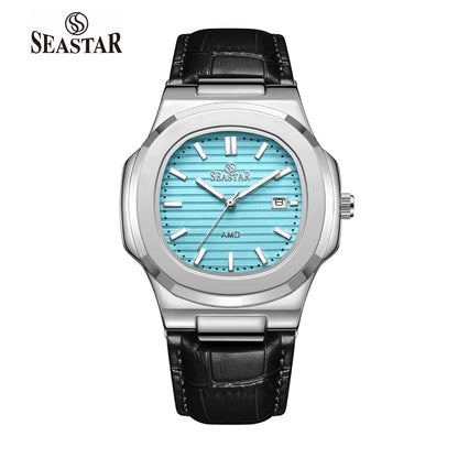 Seastar SS-9489 Men's Leather Strap Analog Watch - Seastar Watches-Leather-Seastar Men