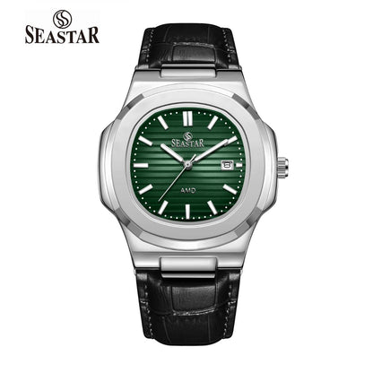 Seastar SS-9489 Men's Leather Strap Analog Watch - Seastar Watches-Leather-Seastar Men
