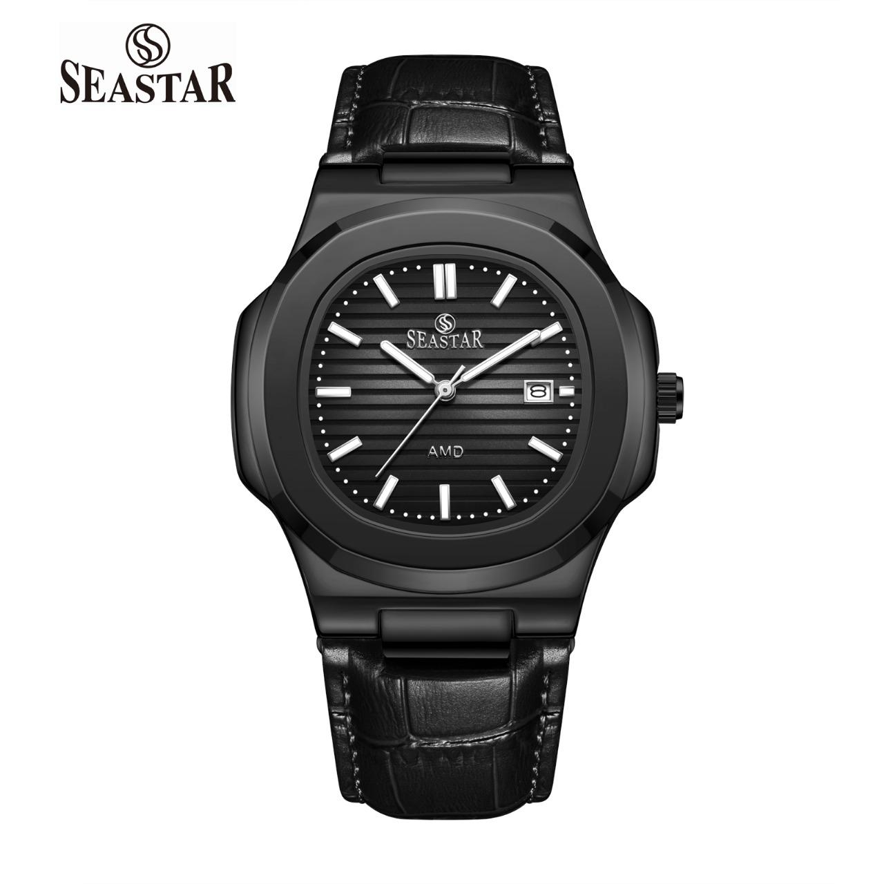 Seastar SS-9489 Men's Leather Strap Analog Watch - Seastar Watches-Leather-Seastar Men