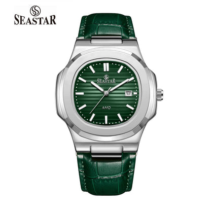 Seastar SS-9489 Men's Leather Strap Analog Watch - Seastar Watches-Leather-Seastar Men