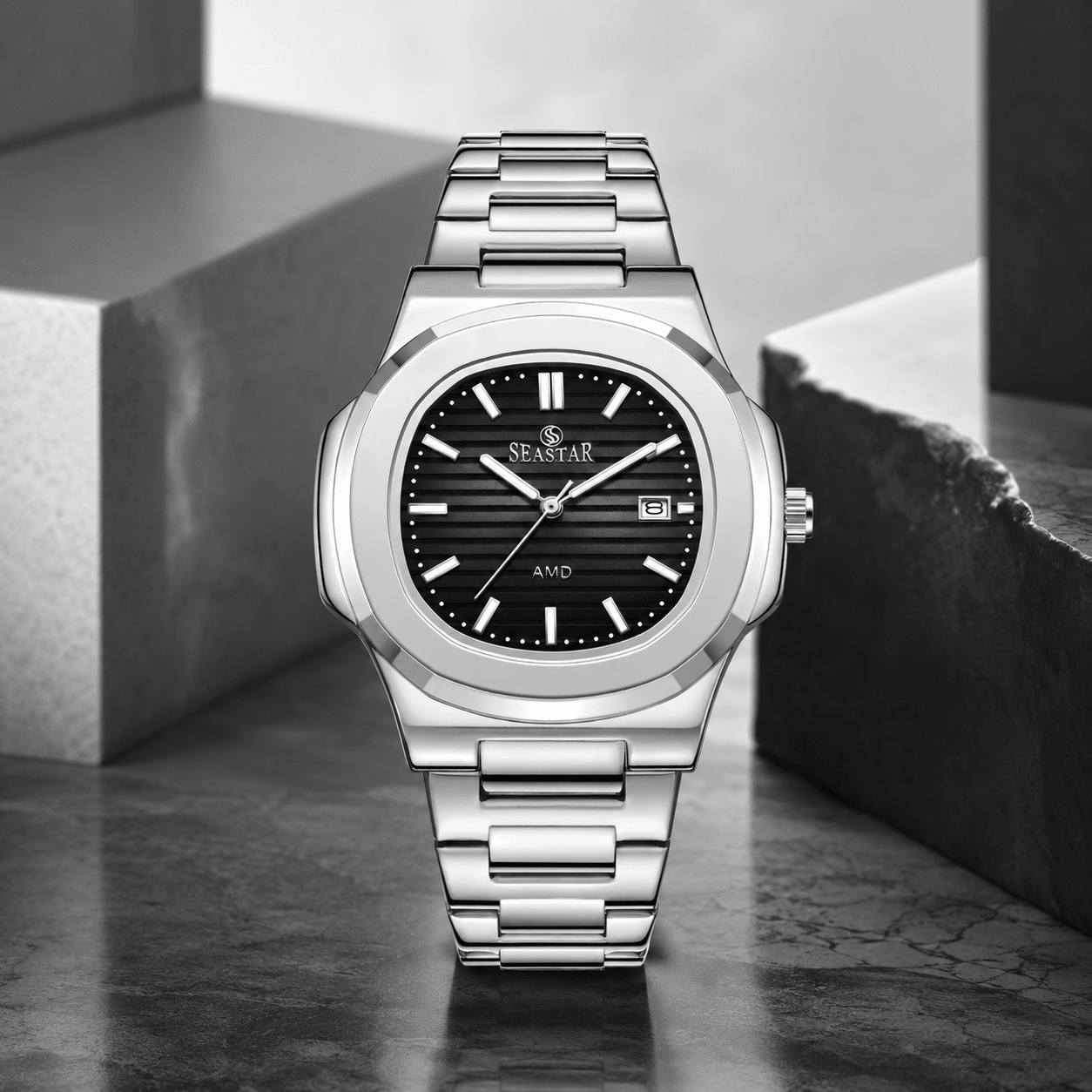 SEASTAR SS-9489 Men's Silver Stainless Steel Luxury Watch - Seastar Watches-Stainless Steel-Seastar Men