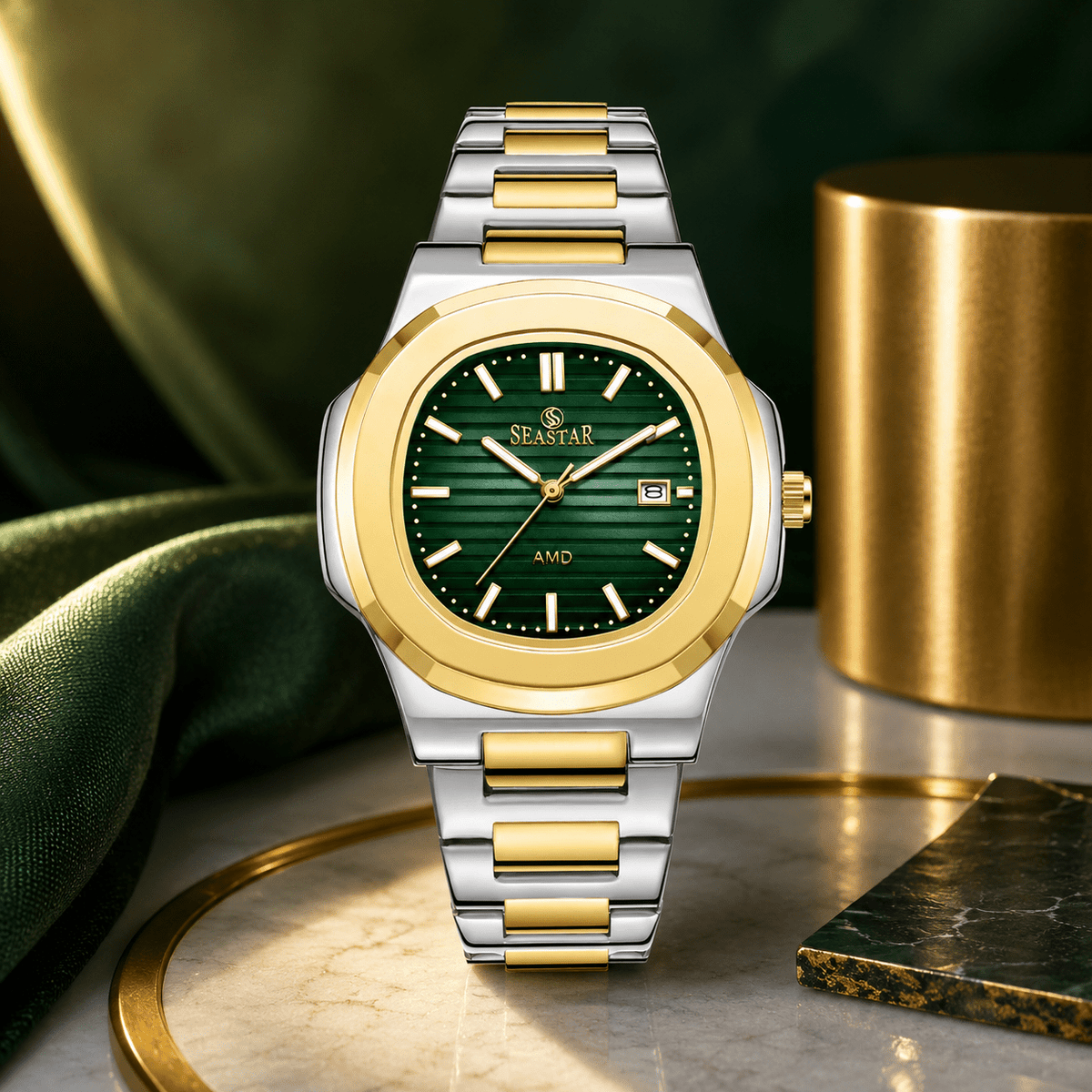 SEASTAR SS-9489 Men's Two Tone Stainless Steel Luxury Watch - Seastar Watches-Stainless Steel-Seastar Men