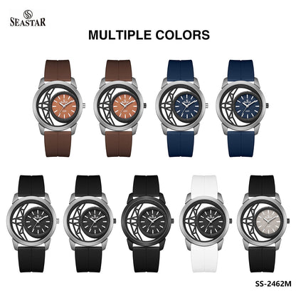 SS-2462M Semi-Skeleton Men's Premium Silicone Straps - Seastar Watches-Sports-Seastar Men