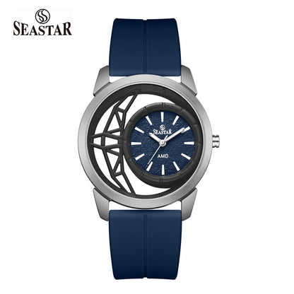 SS-2462M Semi-Skeleton Men's Premium Silicone Straps - Seastar Watches-Sports-Seastar Men