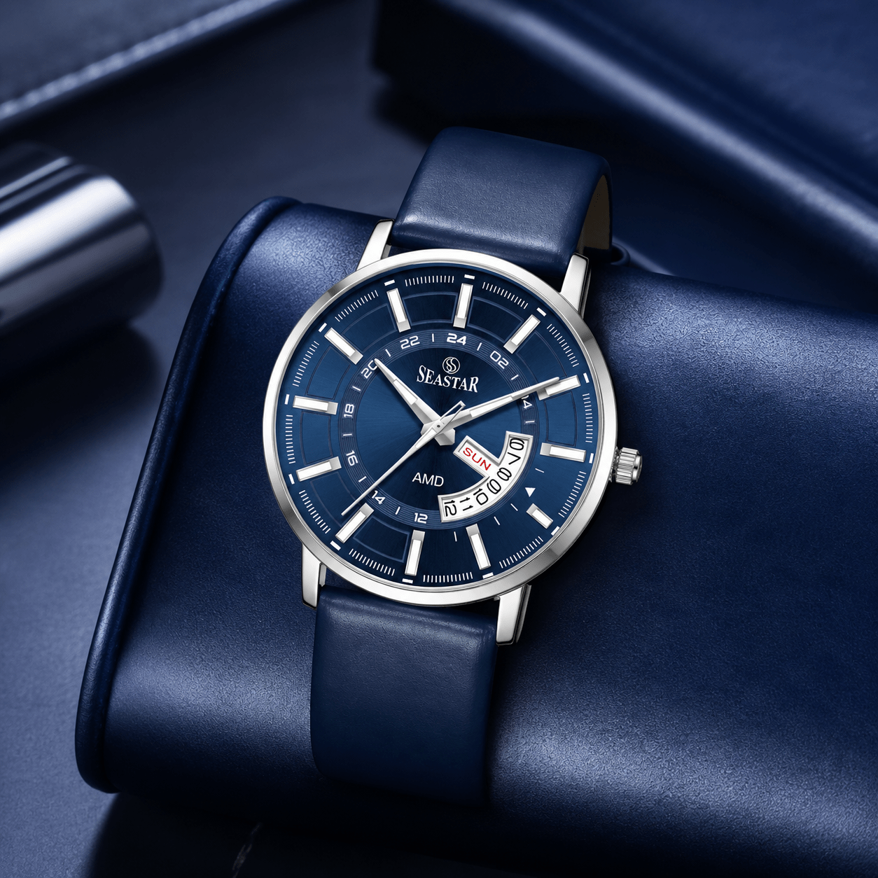 SS-2476M Executive Edition Day-Date Display PU Leather Straps Mens Watch - Seastar Watches-Leather-Seastar Men