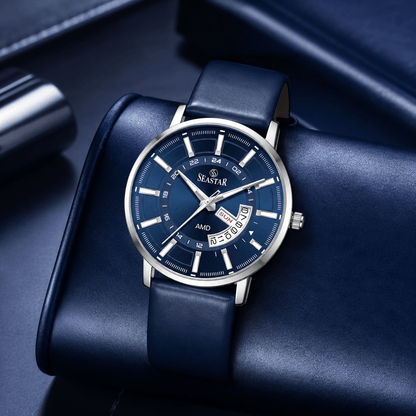 SS-2476M Executive Edition Day-Date Display PU Leather Straps Mens Watch - Seastar Watches-Leather-Seastar Men
