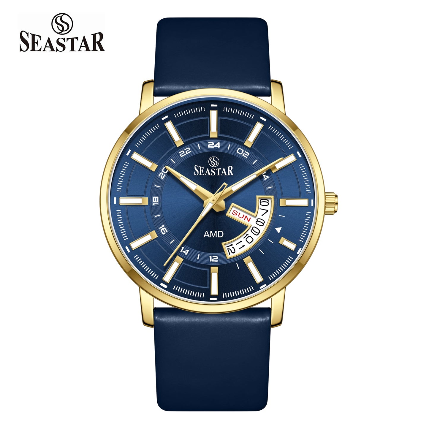 SS-2476M Executive Edition Day-Date Display PU Leather Straps Mens Watch - Seastar Watches-Leather-Seastar Men