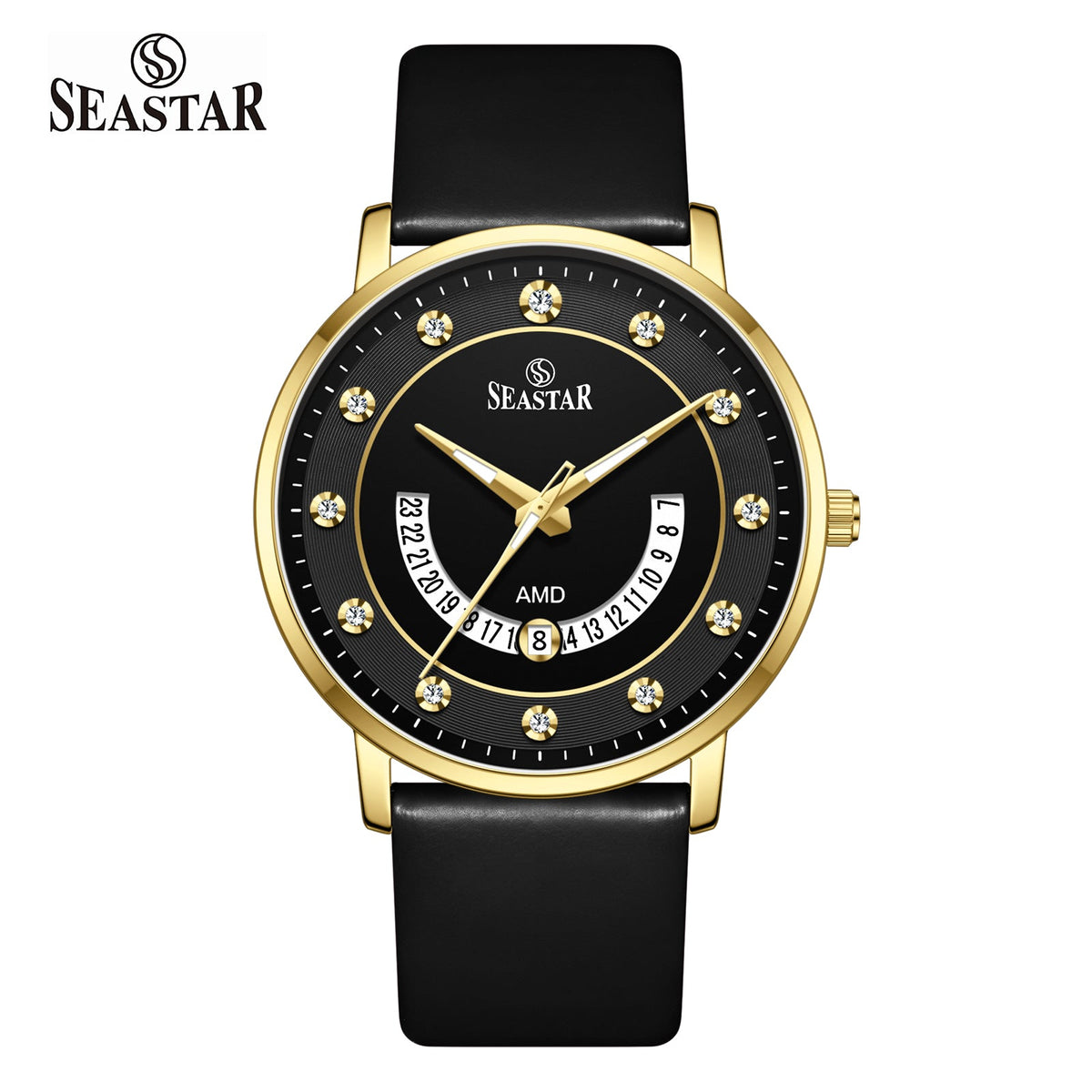 SS-2478M Date Display PU Leather Straps Men's Watch - Seastar Watches-Leather-Seastar Men
