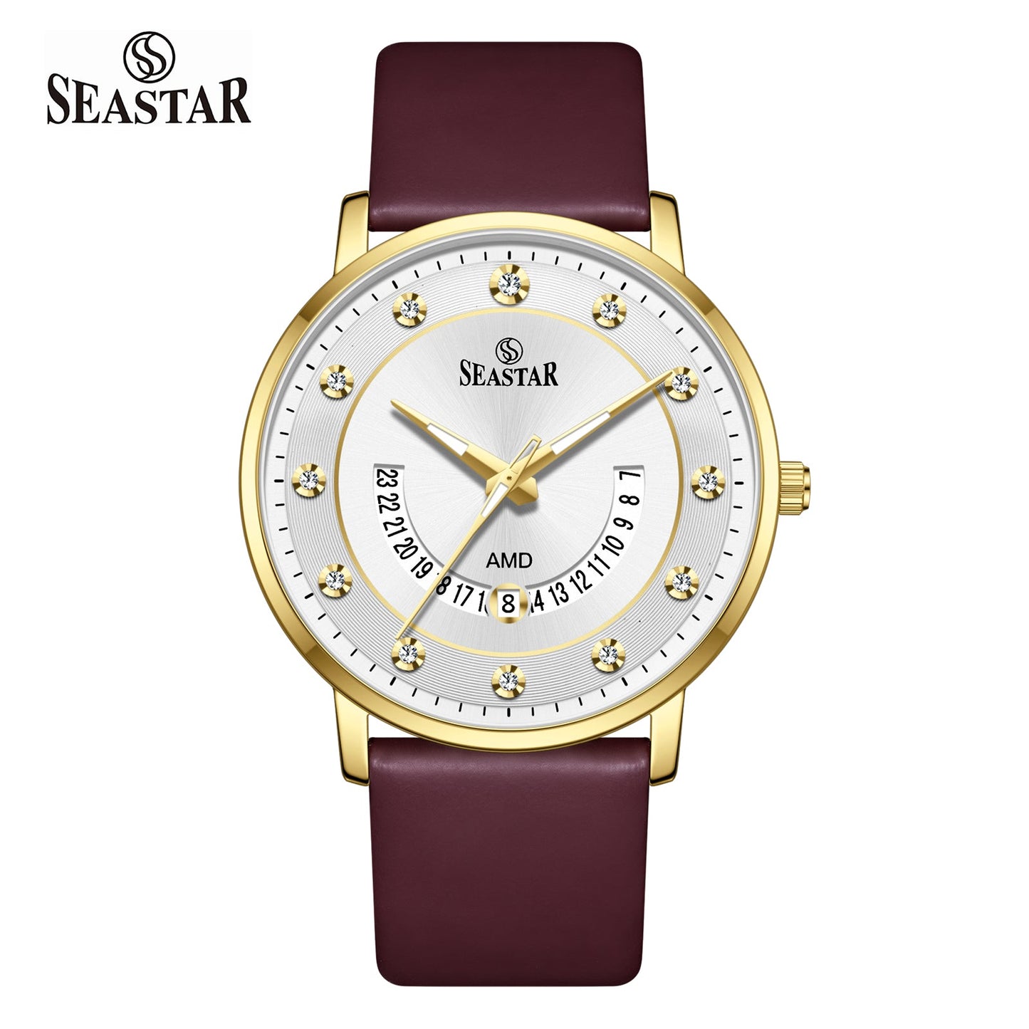 SS-2478M Date Display PU Leather Straps Men's Watch - Seastar Watches-Leather-Seastar Men
