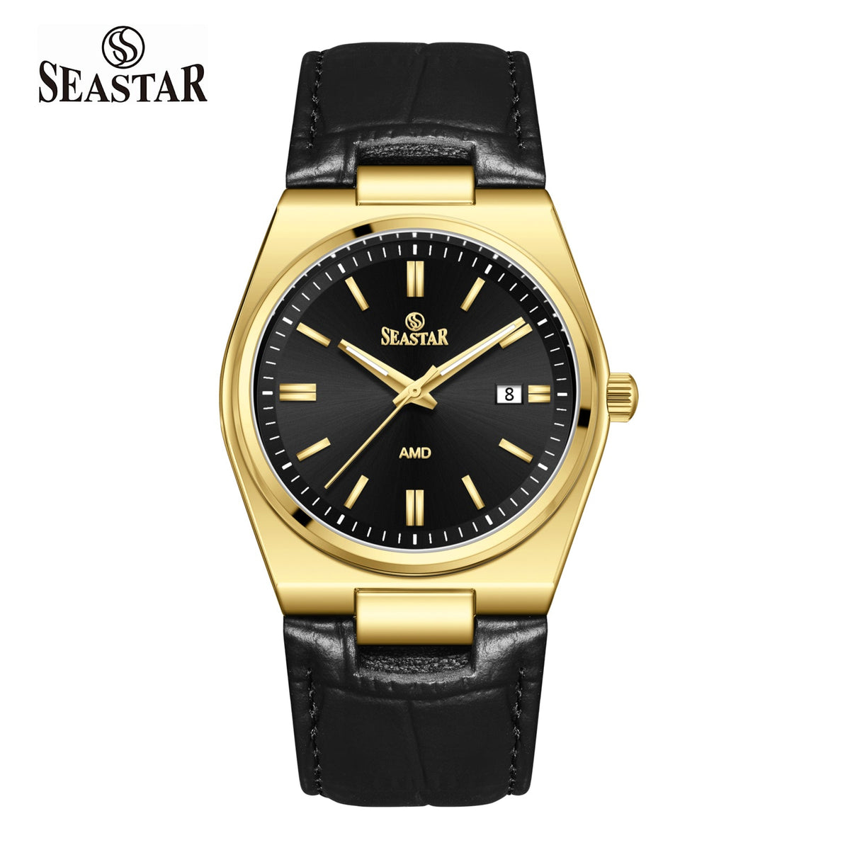 SS-2484M Classic Textured Leather Strap Men's Watch - Seastar Watches-Seastar Watches-Seastar Men
