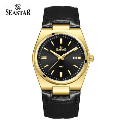 SS-2484M Classic Textured Leather Strap Men's Watch - Seastar Watches-Seastar Watches-Seastar Men