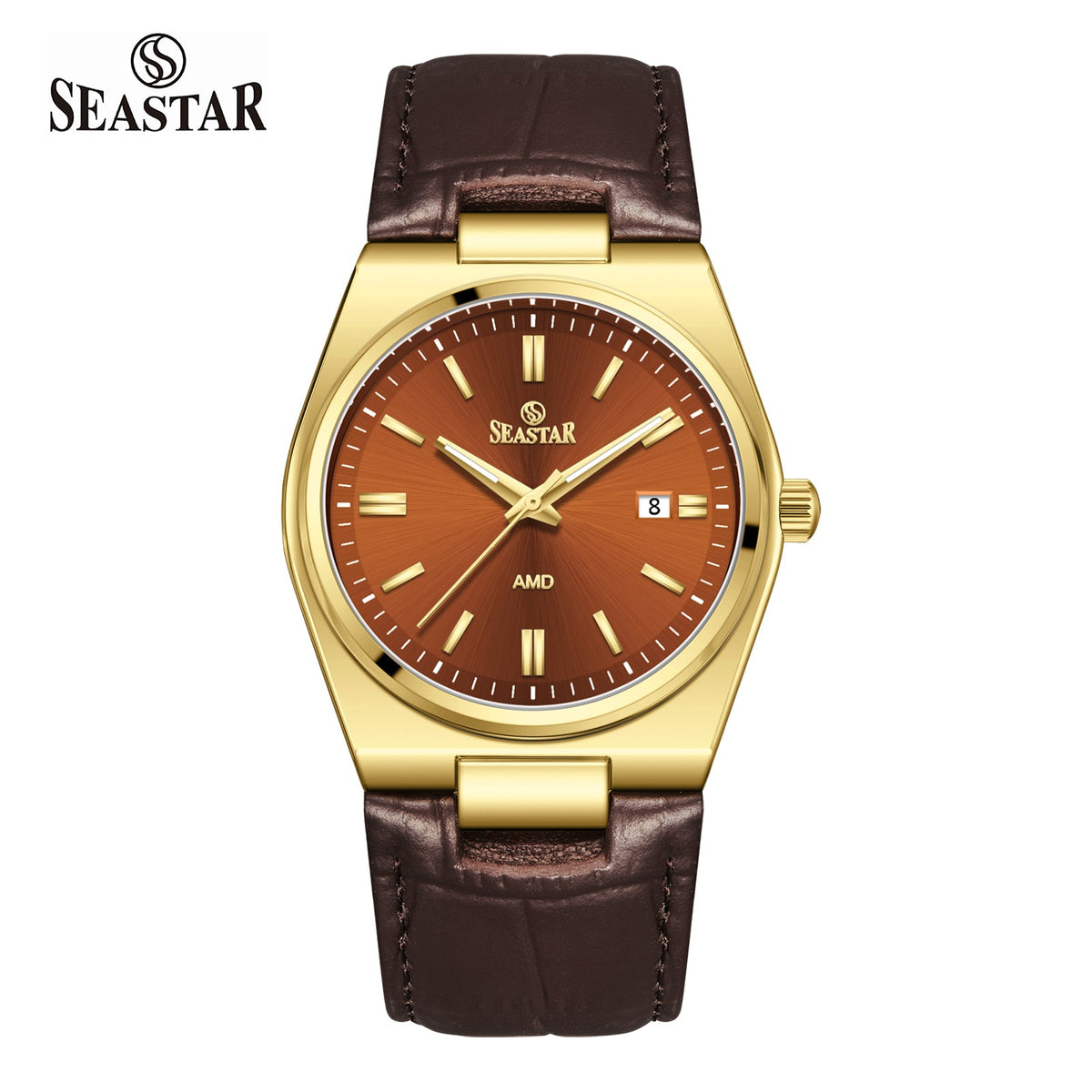 SS-2484M Classic Textured Leather Strap Men's Watch - Seastar Watches-Seastar Watches-Seastar Men