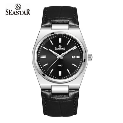 SS-2484M Classic Textured Leather Strap Men's Watch - Seastar Watches-Leather-Seastar Men